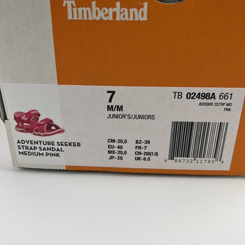 Timberland Perkins Row 2-Strap Pink Girls Sandals 2498A Size 7 Big Kids - Picture 11 of 11
